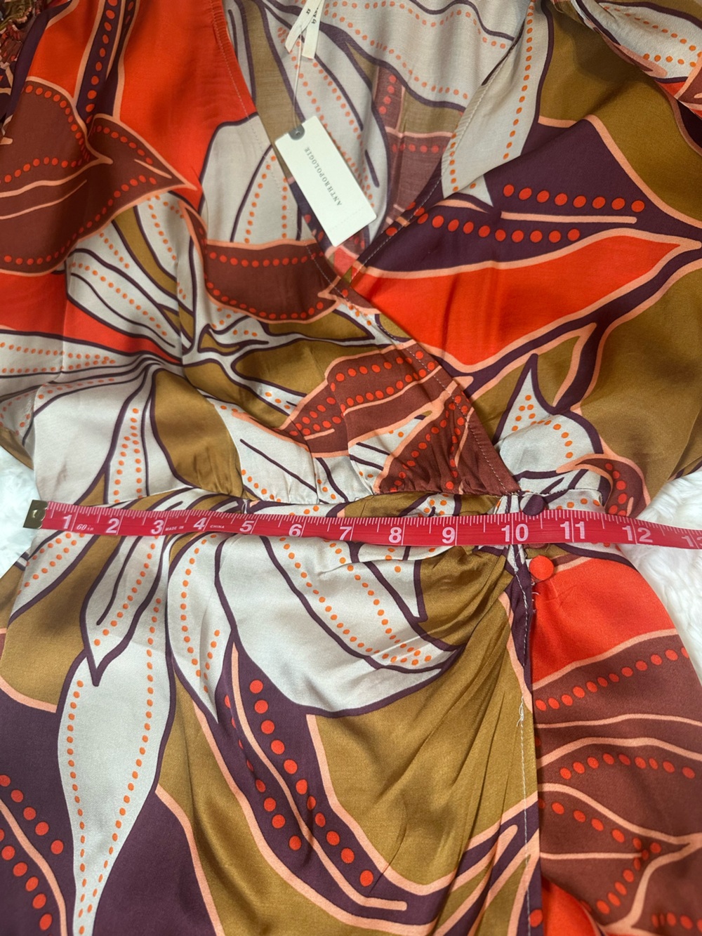 Anthropologie Floral Printed Midi Dress XS NWT Satin Faux Wrap Long Sleeve $170 - Picture 12 of 14